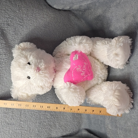 18" Valentines Day white bear very fluffy and soft - Picture 3 of 7